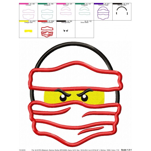 Ninjago Head Applique Design