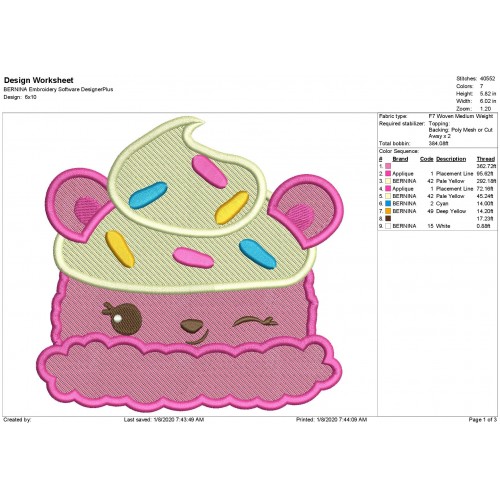 Nom Nums Fill Stitch Embroidery Design