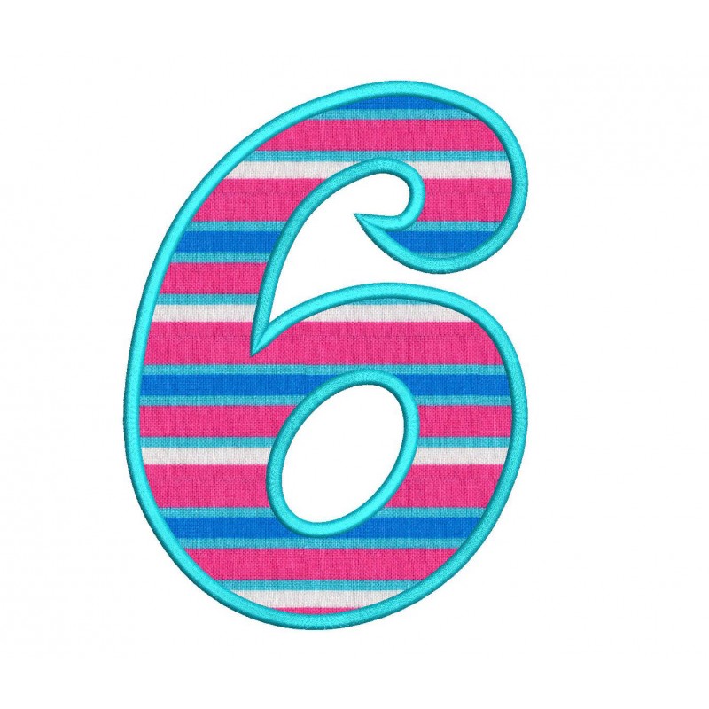 Number 6 Applique Design 6th Birthday