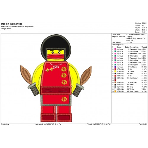 Nya Lego Ninjago Woman Applique Design