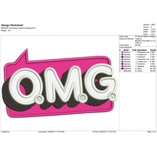 OMG Logo Lol Surprise OMG Applique Design