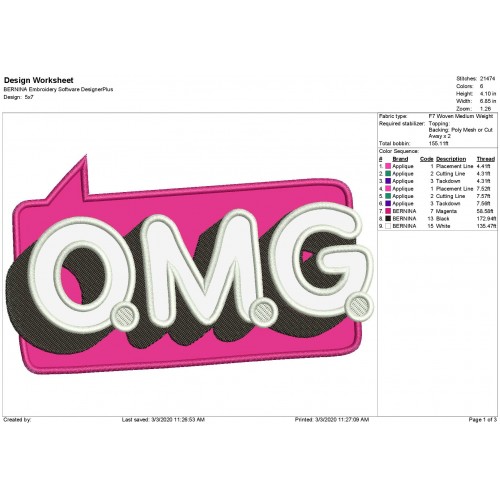 OMG Logo Lol Surprise OMG Applique Design