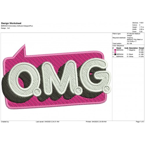 OMG Logo Lol Surprise OMG Filled Embroidery Design