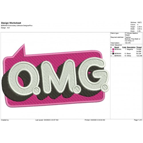 OMG Logo Lol Surprise OMG Filled Embroidery Design