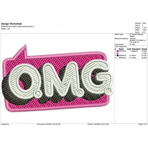 OMG Logo Lol Surprise OMG Filled Embroidery Design