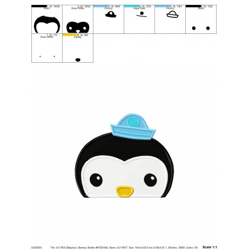 Octonauts Penguin Embroidery Design Embr