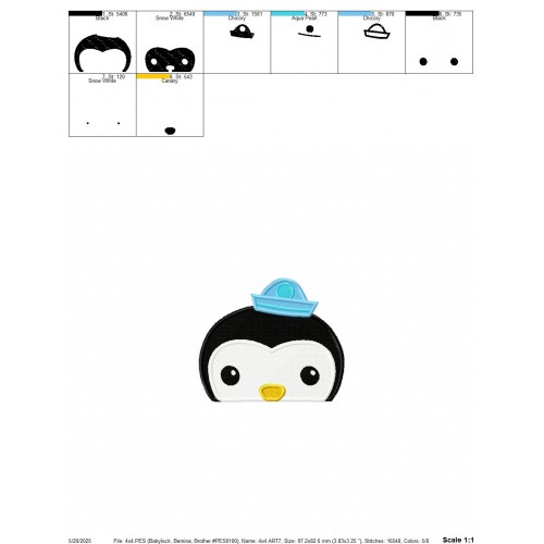 Octonauts Penguin Embroidery Design Embr