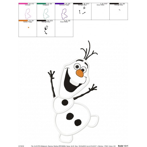 Olaf Applique Design