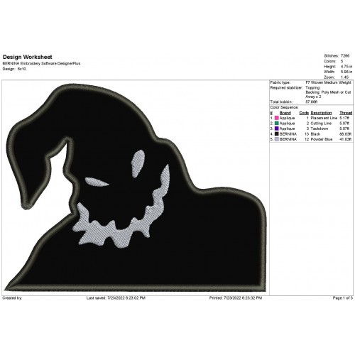 Oogie Boogie Spooky Applique Design