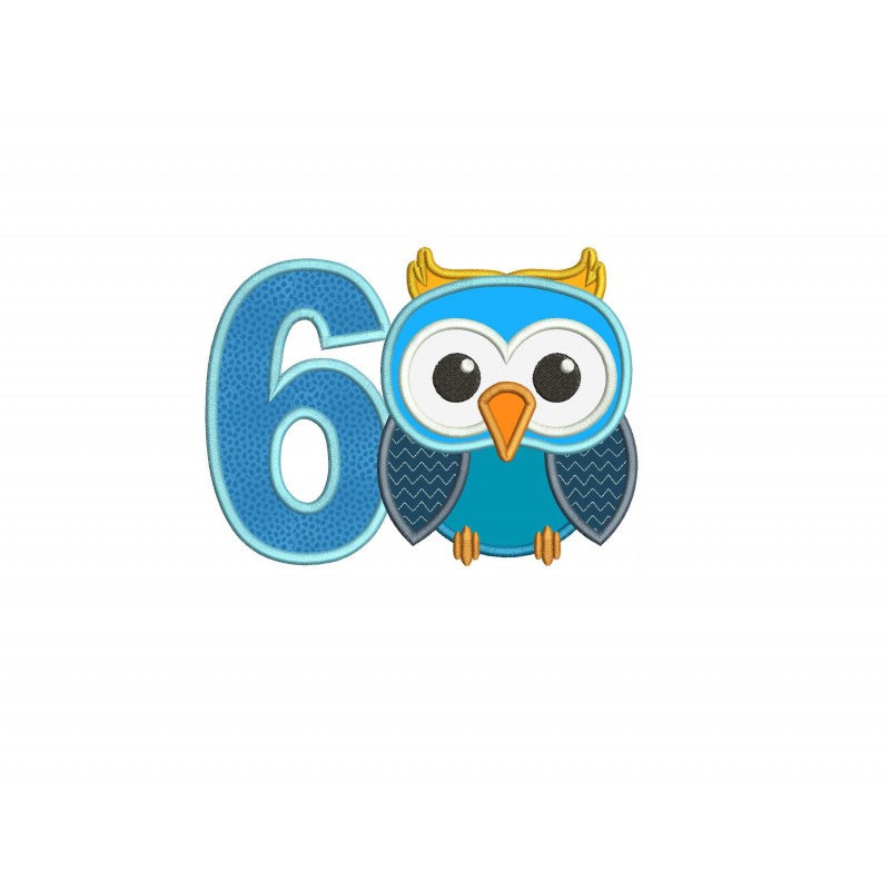 Owl Number 6 Applique Design Owl Birthday Applique