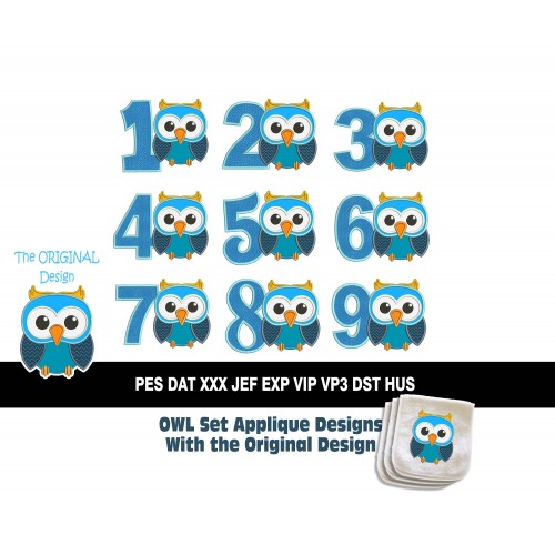 Owl Set Applique Designs with the ORIGINAL Design