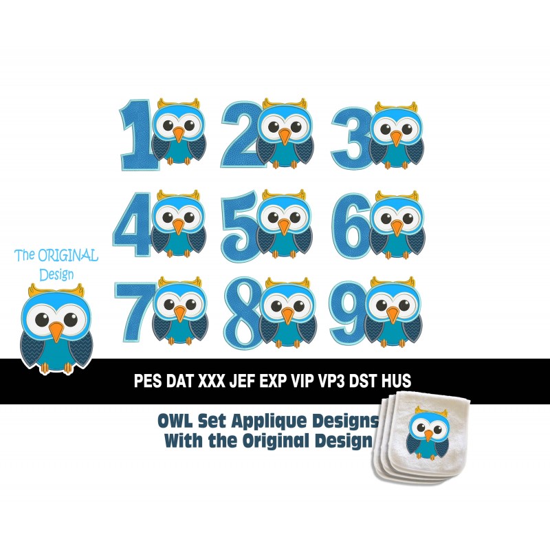 Owl Set Applique Designs with the ORIGINAL Design