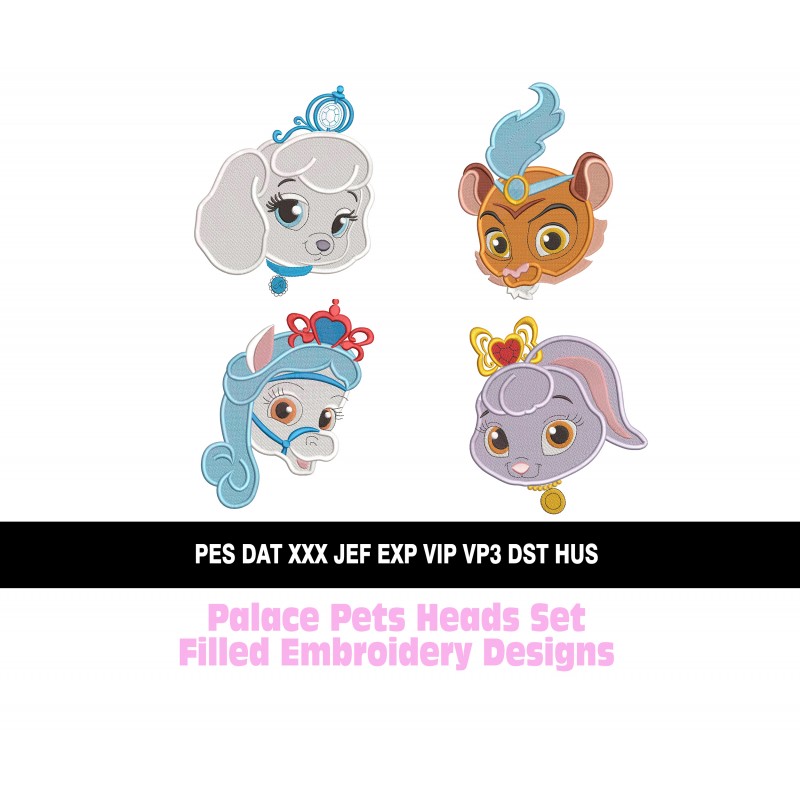 Palace Pets Heads Set Filled Embroidery Designs