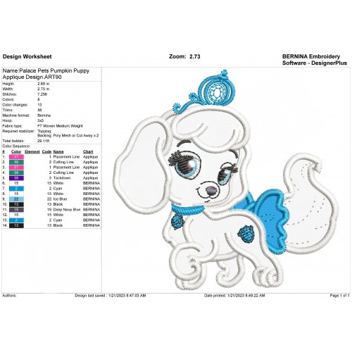 Palace Pets Pumpkin Puppy Applique Design