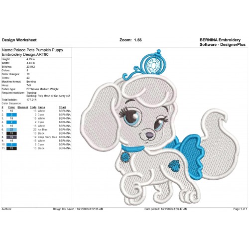 Palace Pets Pumpkin Puppy Embroidery Design
