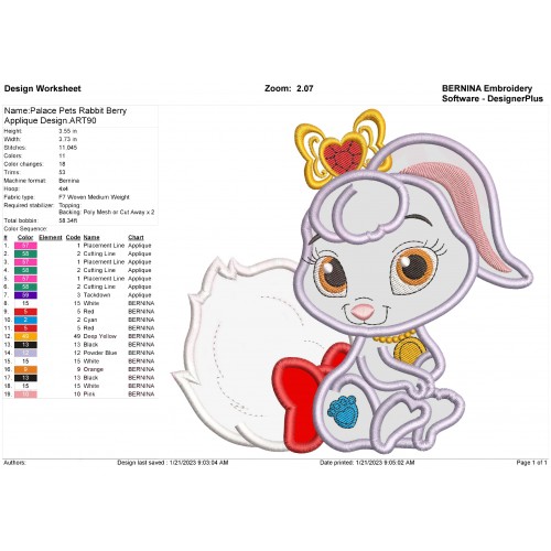 Palace Pets Rabbit Berry Applique Design