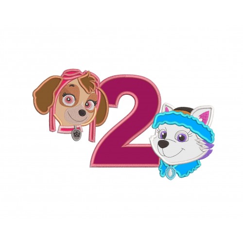 Paw Patrol Skye and Everest 2nd Birthday Applique Design