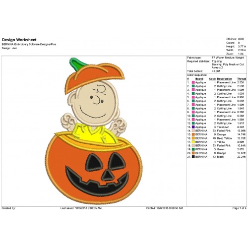 Peanuts Halloween The Great Pumpkin Applique Design