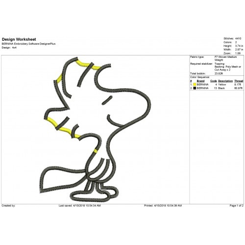 Peanuts Woodstock Machine Embroidery Design