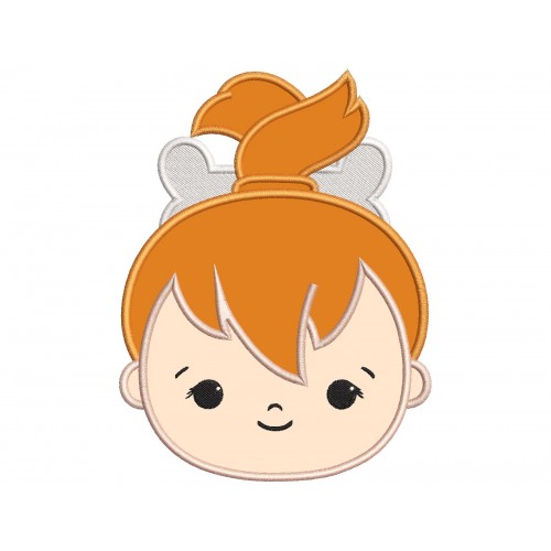 Pebbles Flintstone Head Applique Design Embr