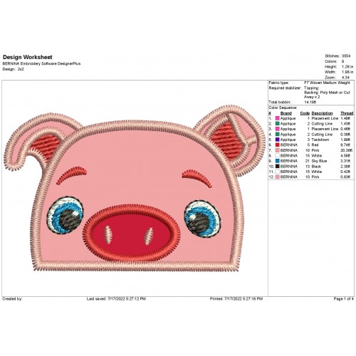 Pepe Pig CoComelon Peeker Head Applique Design