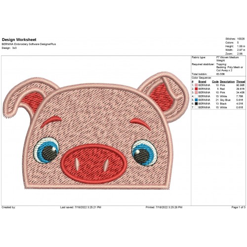 Pepe Pig CoComelon Peeker Head Embroidery Design