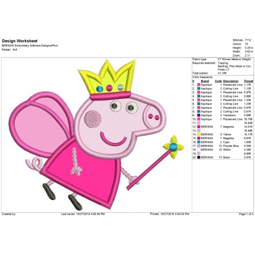 Peppa Pig Applique Design