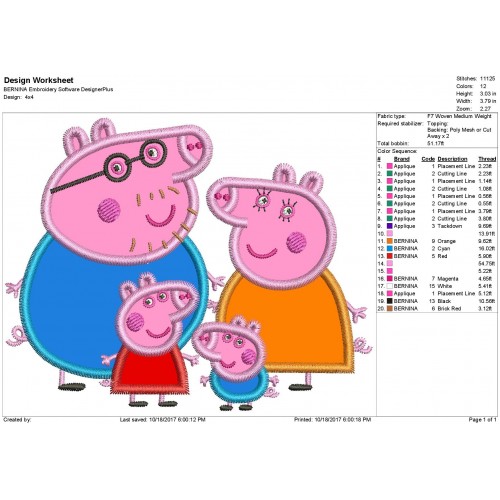 Peppa Pig Family Applique Design