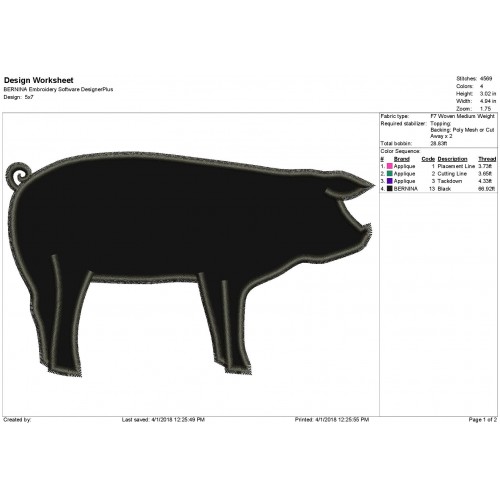 Pig Applique Design