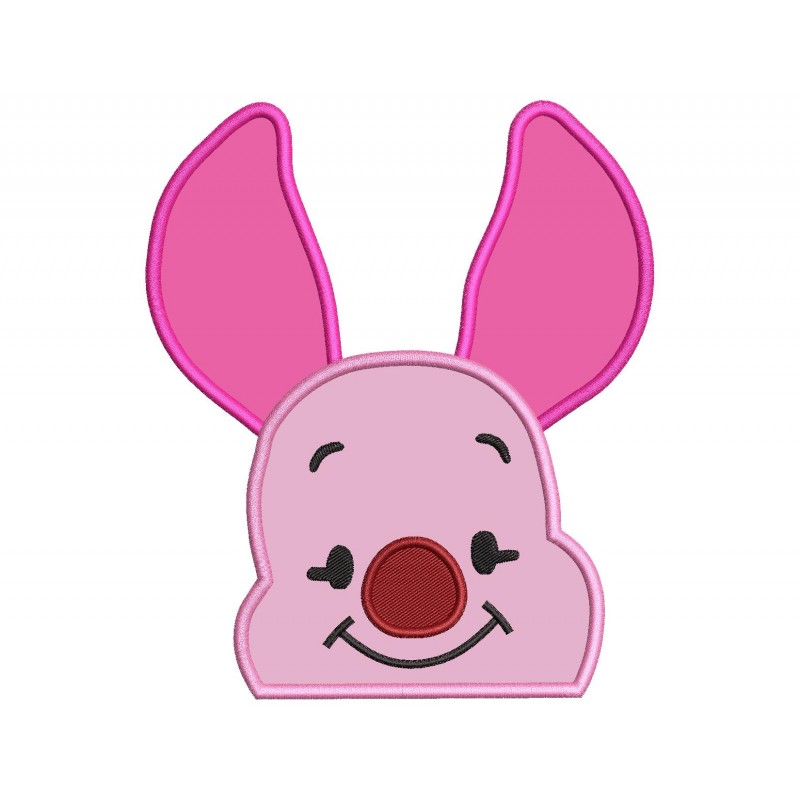 Piglet Face Applique Design Embr