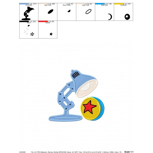 Pixar Lamp Disney Embroidery Design Embr