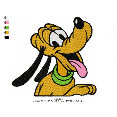 Pluto Disney Dog Embroidery Design