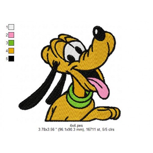 Pluto Disney Dog Embroidery Design