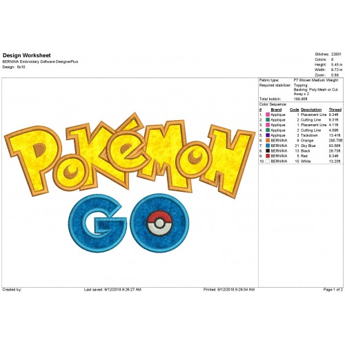 Pokemon Go Logo Applique Design