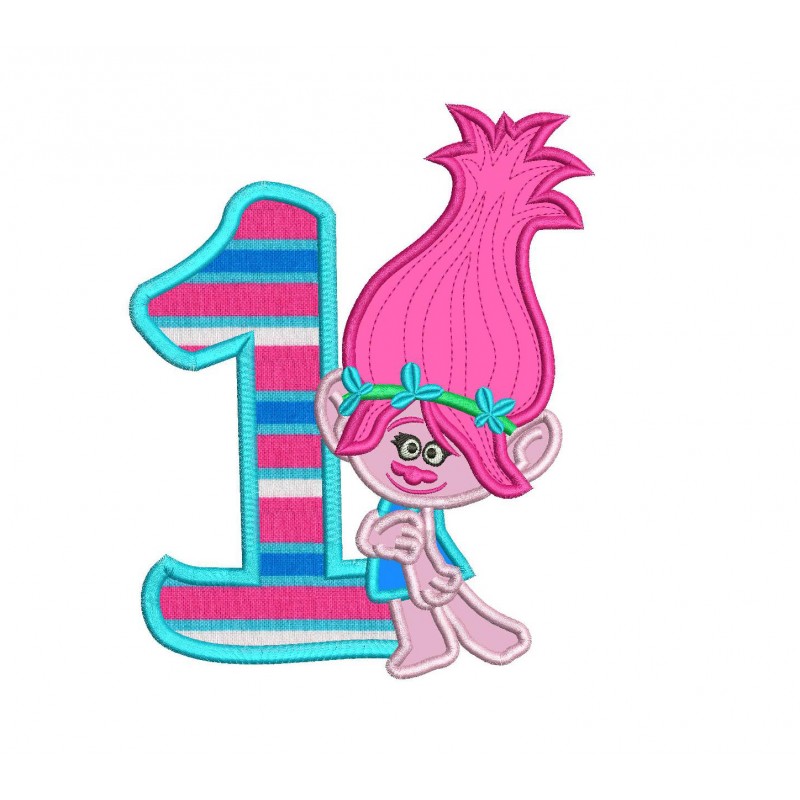 Poppy Troll with a Number 1 Applique Design