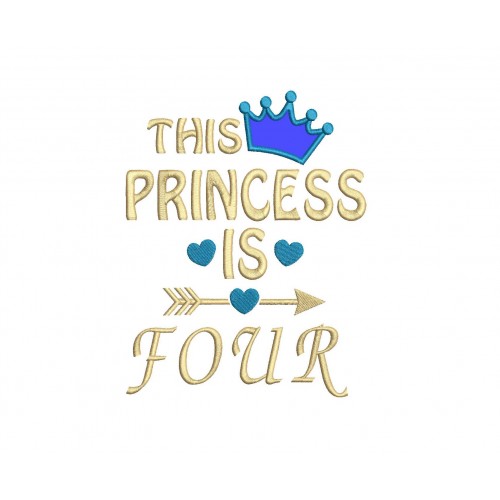 Princess 4th Birthday Applique Design