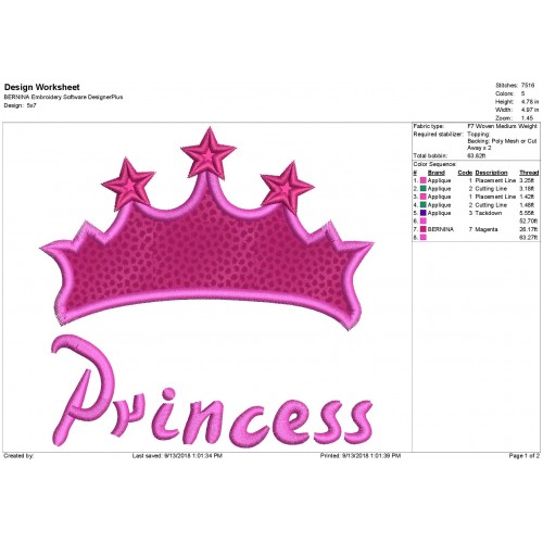 Princess Crown Applique Design