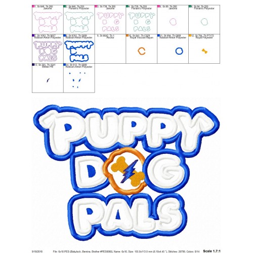 Puppy Dog Pals Logo Applique Design