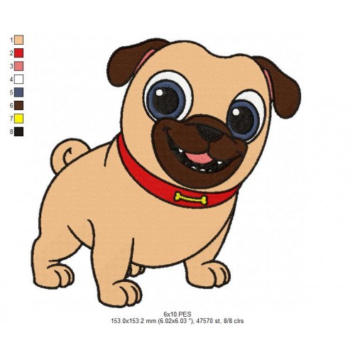 Puppy Dog Pals Rolly Embroidery Design