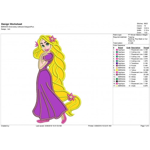 Rapunzel Disney Princess Applique Design