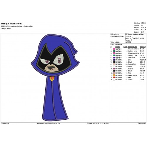 Raven Teen Titans Go Applique Design