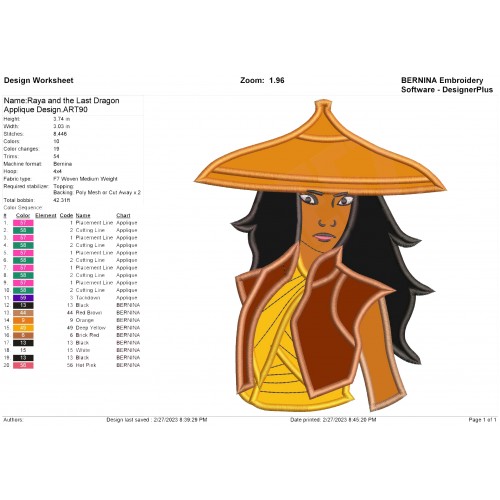 Raya and the Last Dragon Applique Design