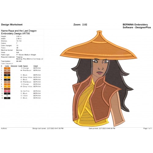 Raya and the Last Dragon Embroidery Design