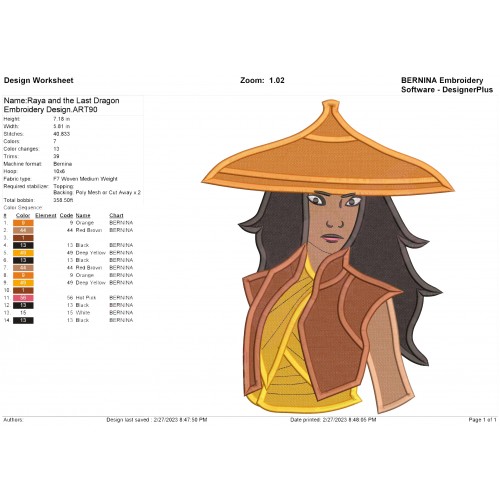 Raya and the Last Dragon Embroidery Design