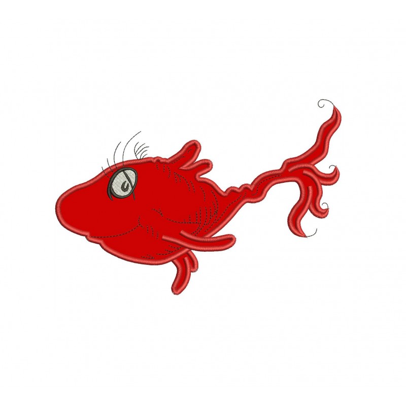 Red Fish Dr Seuss Applique Design