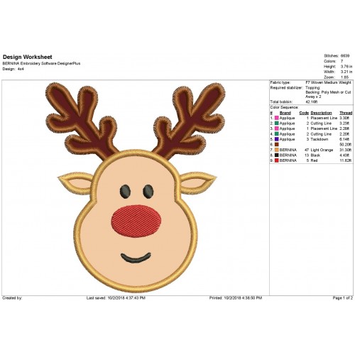 Reindeer Applique Design Rudolph Embroidery Applique Design