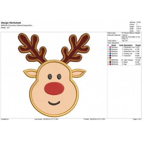 Reindeer Applique Design Rudolph Embroidery Applique Design