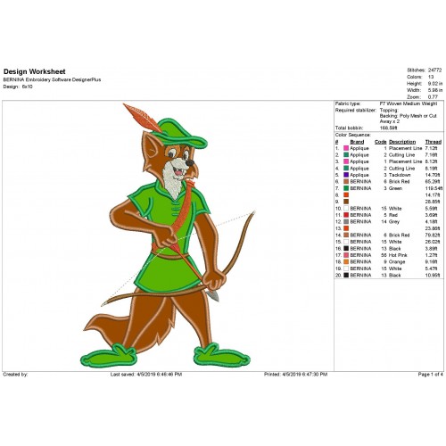 Robin Hood Applique Design