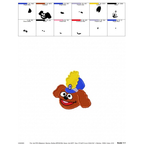 Rowlf the Dog Muppet Babies Embroidery Deign Embr