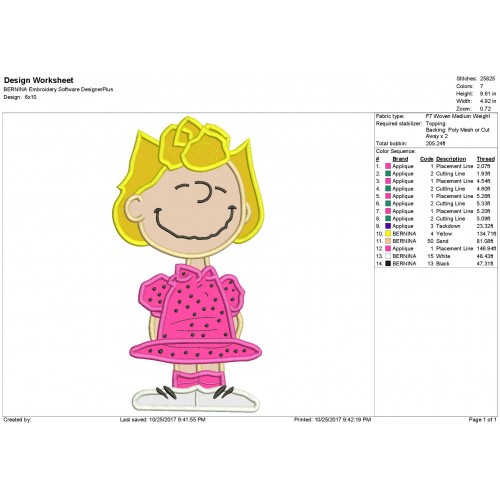 Sally Brown Peanuts Applique Design